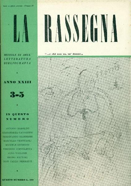 La Rassegna. Marzo-Maggio 1954, Anno XXIII, N. 3-5 - copertina