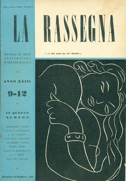 La Rassegna. Settembre-Dicembre 1954, Anno XXIII, N. 9-12 - copertina