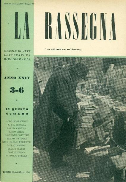 La Rassegna. Marzo-Giugno 1955, Anno XXIV, N. 3-6 - copertina