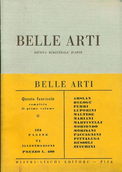 Belle Arti. Anno I, N.5-6, Agosto-Settebre 1948 - copertina