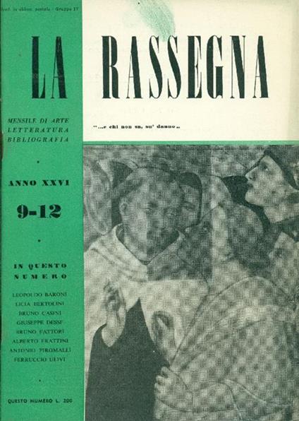 La Rassegna. Settembre-Dicembre 1957, Anno XXVI, N. 9-12 - copertina