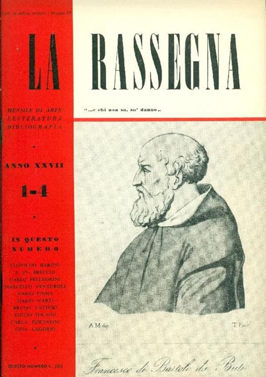 La Rassegna. Gennaio-Aprile 1958, Anno XXVII, N. 1-4 - copertina