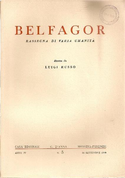 Belfagor. Settembre 1949 - copertina