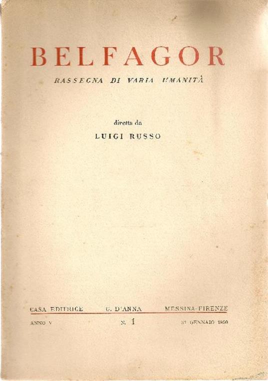 Belfagor. Gennaio 1950 - copertina