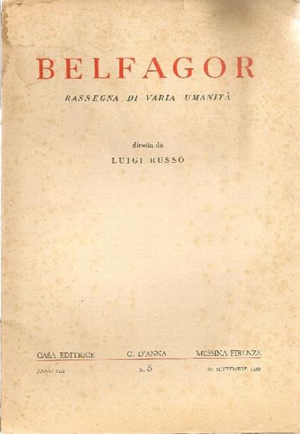 Belfagor. Settembre 1953 - copertina