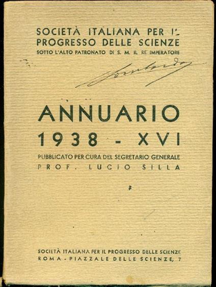 Annuario 1938 - XVI - Silla Lucio - copertina