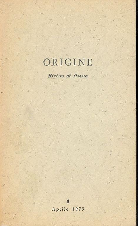 Origine. Rivista di poesia Aprile 1975 - n.1 - copertina