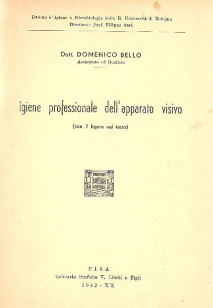 Igiene professionale dell'apparato visivo - Domenico Bello - copertina