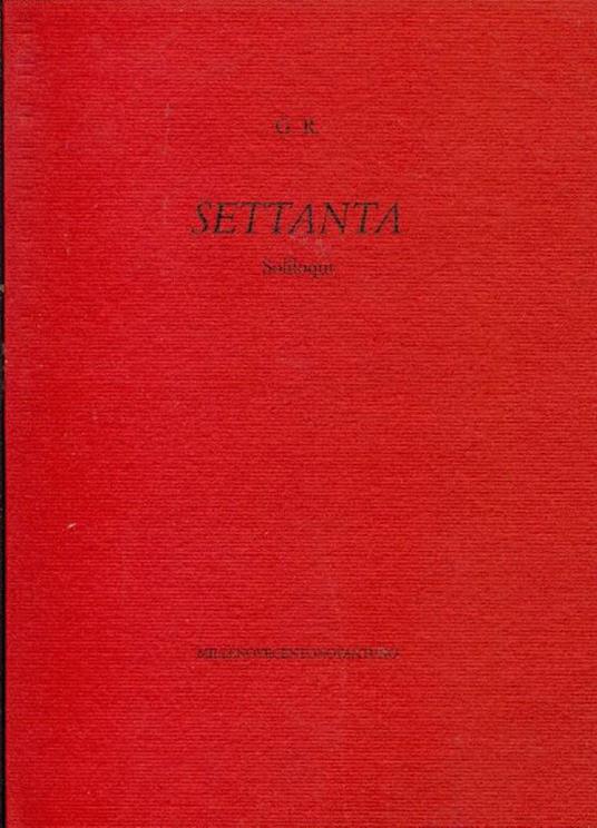 Settanta. Soliloqui - copertina