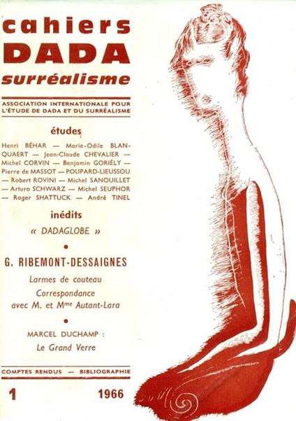 Chaiers de l'Association Internationale pour l'Etude de Dada et du Surrealisme. N. 1, 1966 - copertina