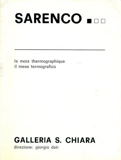 Sarenco. Le mois thermographique. Il mese termografico - Sarenco - copertina