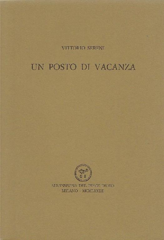 Un posto di vacanza - Vittorio Sereni - copertina