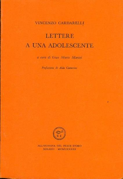 Lettere a una adolescente - Vincenzo Cardarelli - copertina