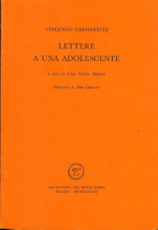 Lettere a una adolescente - Vincenzo Cardarelli - copertina