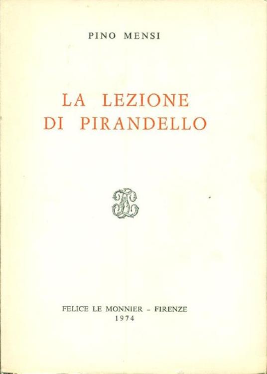 La lezione di Pirandello - Pino Mensi - copertina