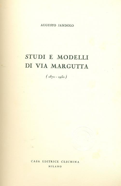 Studi e modelli di via Margutta (1870-1950) - Augusto Jandolo - copertina