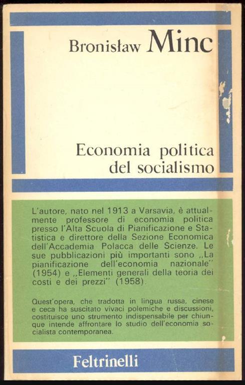 Economia politica del socialismo - Bronislaw Minc - copertina
