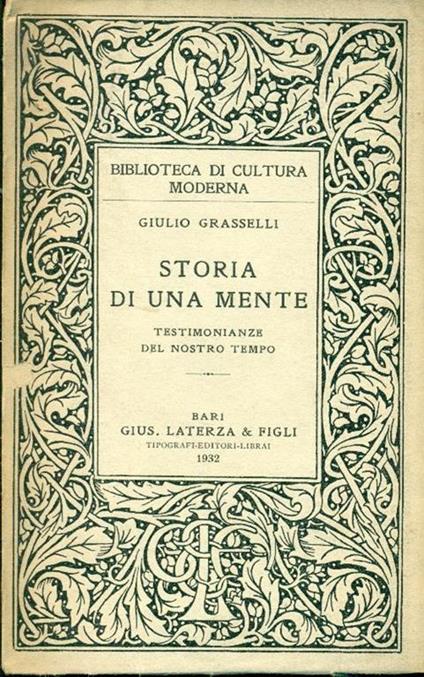 Storia di una mente - Giulio Grasselli - copertina