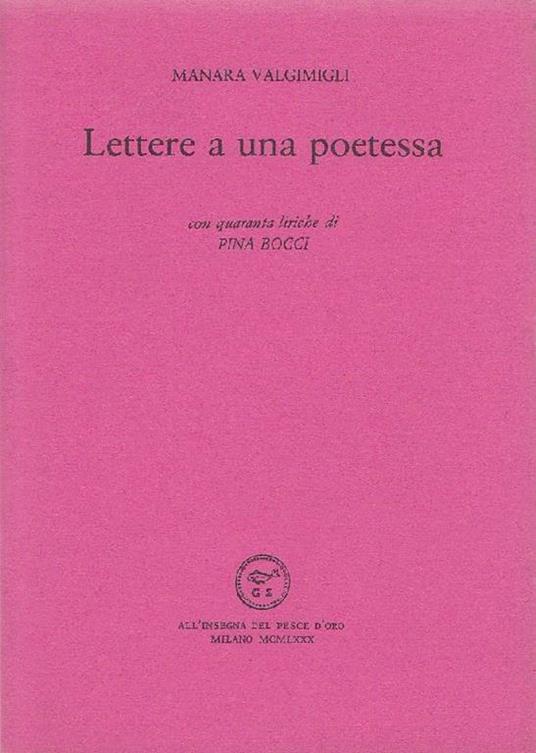 Lettere a una poetessa - Manara Valgimigli - copertina