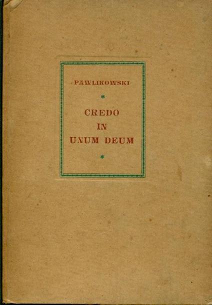 Credo in unum deum - Michal Pawlikowski - copertina