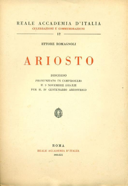 Ariosto - Ettore Romagnoli - copertina