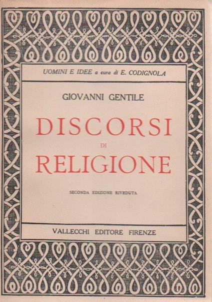 Discorsi di religione - Giovanni Gentile - copertina