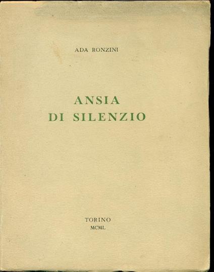 Ansia di silenzio - Ada Ronzini - copertina