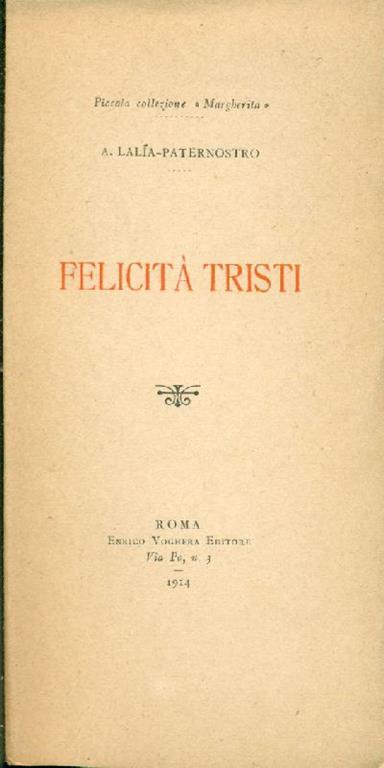 Felicità tristi - A. Lalia-Péternostro - copertina