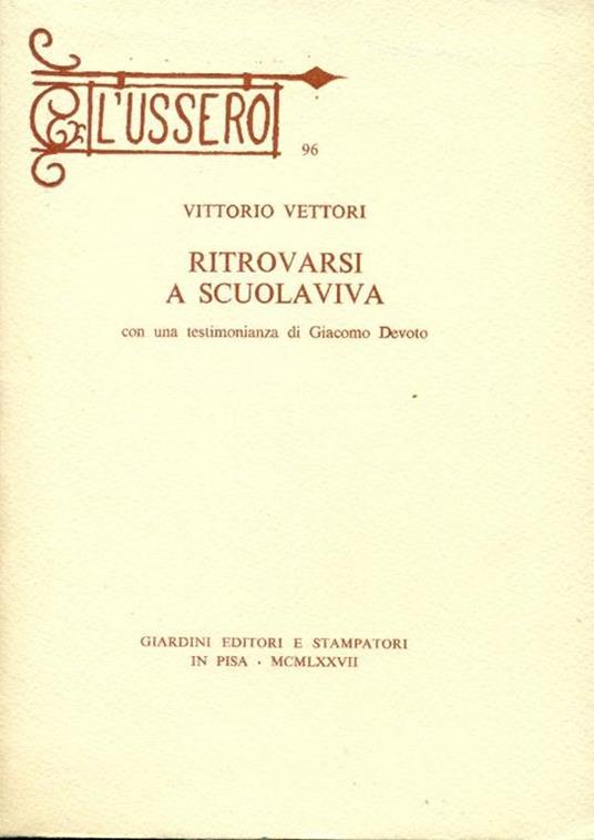 Ritrovarsi a Scuolaviva - Vittorio Vettori - copertina