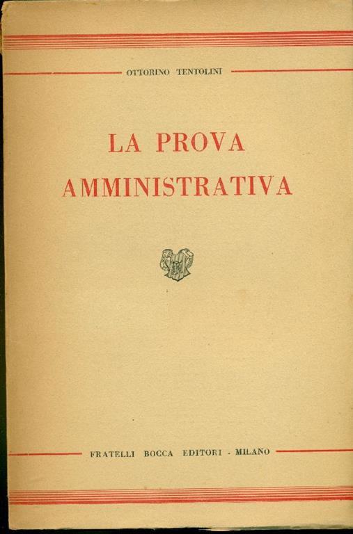 La prova amministrativa (Parte speciale) - Ottorino Tentolini - copertina