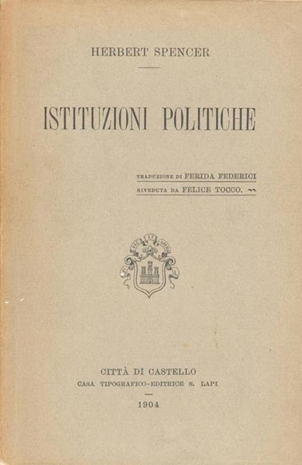 Istituzioni politiche - Herbert Spencer - copertina