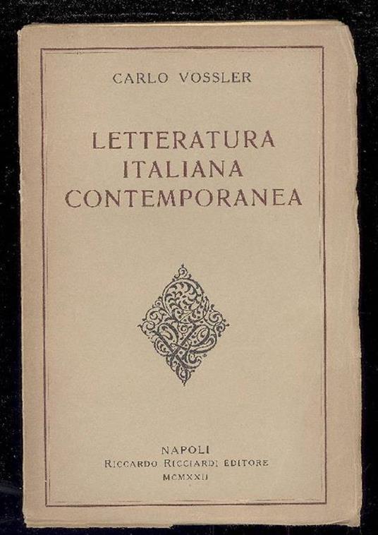 Letteratura italiana contemporanea - Karl Vossler - copertina