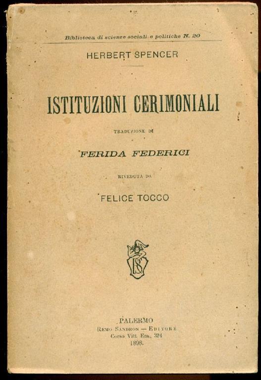 Istituzioni cerimoniali - Herbert Spencer - copertina