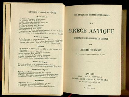 La Grèce antique - André Lefevre - copertina