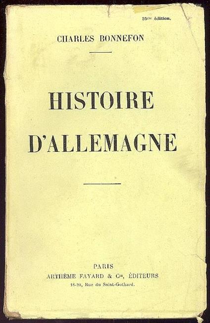 Histoire d'Allemagne - Charles Bonnefon - copertina