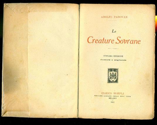 Le creature sovrane - Adolfo Padovan - copertina