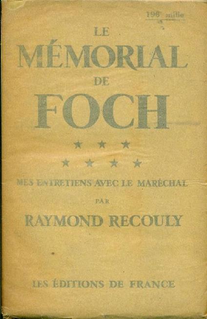 Le mémorial de Fochbate - Raymond Recouly - copertina