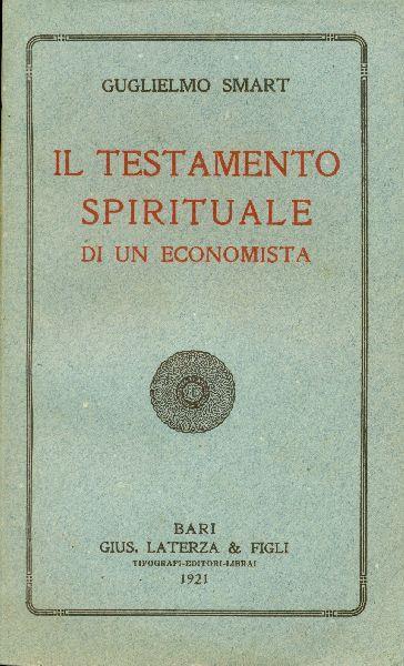 Il testamento spirituale di un economista - Guglielmo Smart - copertina