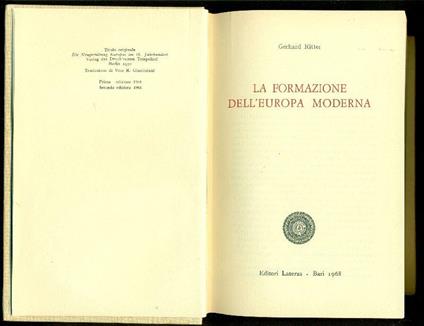 La formazione dell'Europa moderna - Gerhard Ritter - copertina