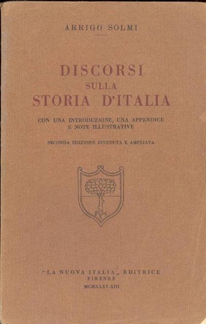 Discorsi sulla storia d'Italia - Arrigo Solmi - copertina