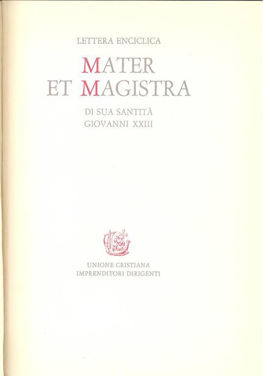 Mater et magistra - Giovanni XXIII - copertina