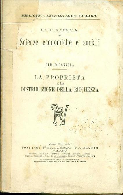 La proprietà e la distribuzione della ricchezza - Carlo Cassola - copertina