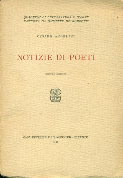 Notizie di poeti - Cesare Angelini - copertina