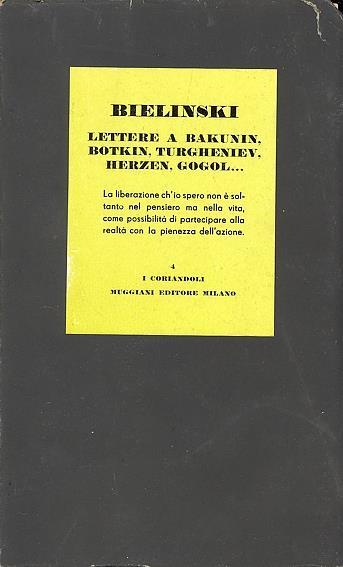 Lettere a Bakunin Botkin Herzen Turgheniev Gogol - Vissarion Bielinski - copertina
