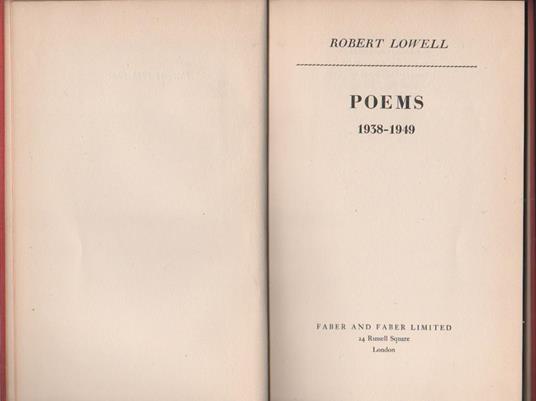 Poems 1938-1949 - Robert Lowell - copertina
