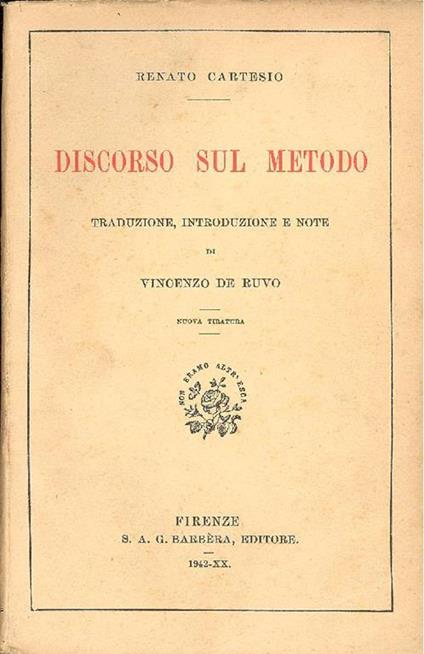 Discorso sul metodo - Renato Cartesio - copertina