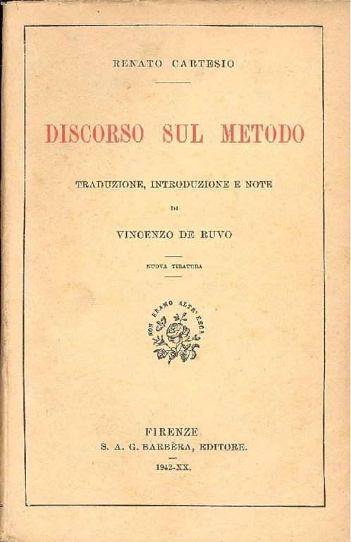 Discorso sul metodo - Renato Cartesio - copertina