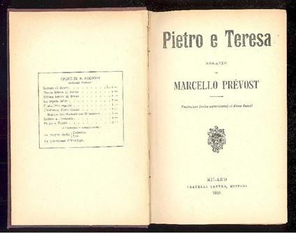 Pietro e Teresa - Marcel Prévost - copertina