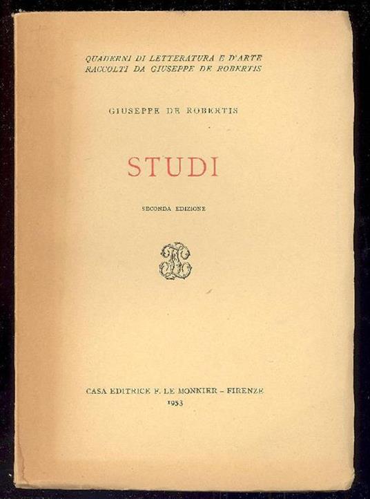 Studi - Giuseppe De Robertis - copertina