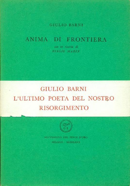 Anima di frontiera - Giulio Barni - copertina